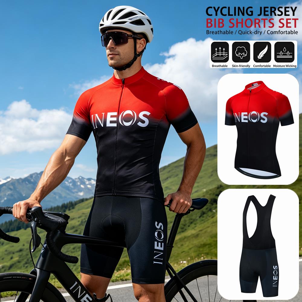 Cycling Commuter Trousers - ชุดปั่นจักรยานแขนสั้น INEOS 2026 สำหรับผู้ชาย ชุดกีฬา เสื้อผ้าพร้อมสายเอี๊ยม