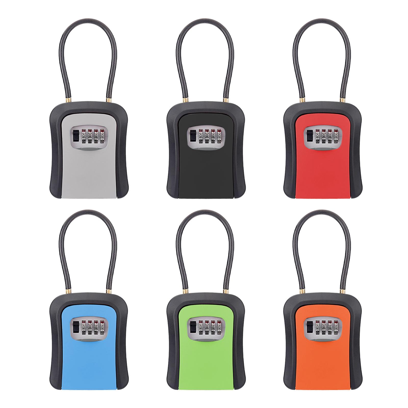 Chain Lock Combination - กล่องล็อคกุญแจกล่องรักษาความปลอดภัยกุญแจพร้อมสายโซ่4หลักที่ถอดออกได้กันน้ำแบบพกพาสำหรับกุญแจบ้านกุญแจรถแข็งแรง
